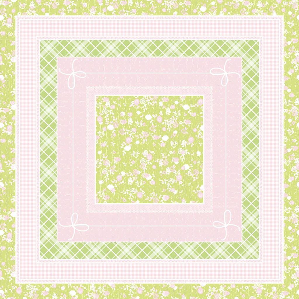 Linclass Tischdecke Hermine rosa-lime 80 x 80 cm 1/8-Falz