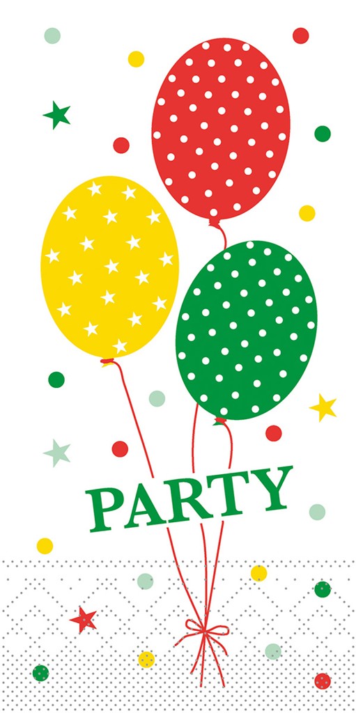 Tissue Serviette Party Ballons rot-grün 33 x 33 cm 1/8 Falz 3-lg.