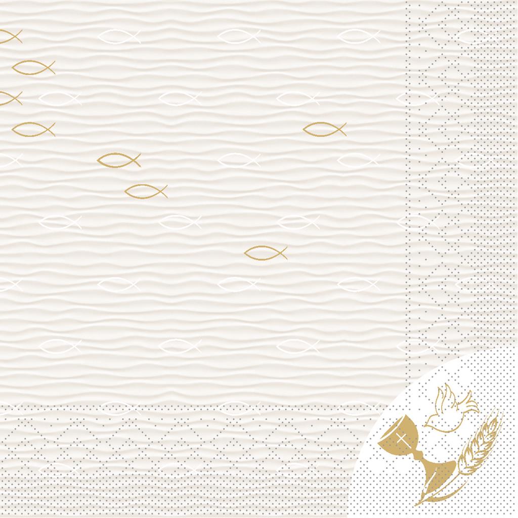 Tissue 3-lg Serviette Kommunion/Konfirma 33 x 33 cm 1/4 Falz