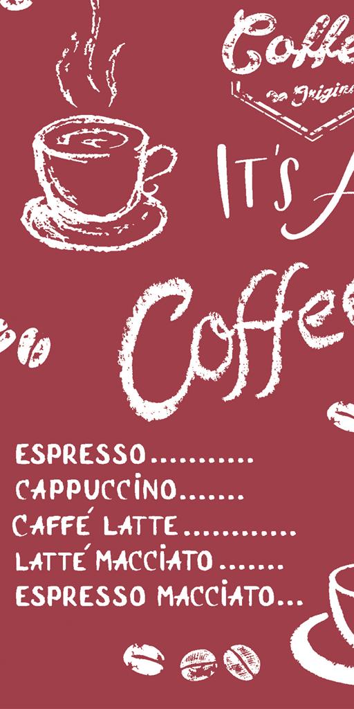 Linclass Serviette Coffee time bordeaux 33 x 33 cm 1/8 Falz