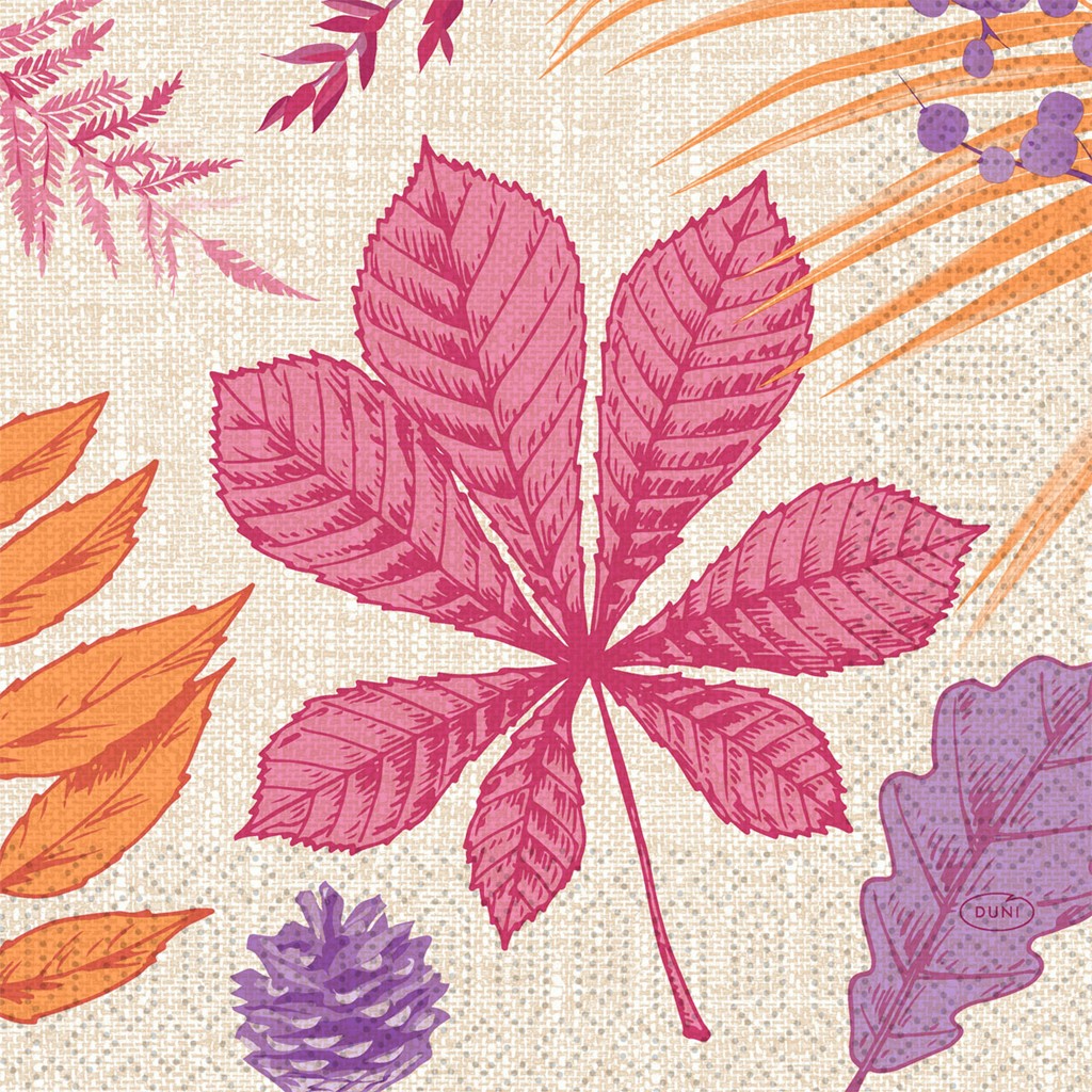 Zelltuchserviette Bright Autumn 33 x 33 cm, 3-Lagig, 1/4-Falz