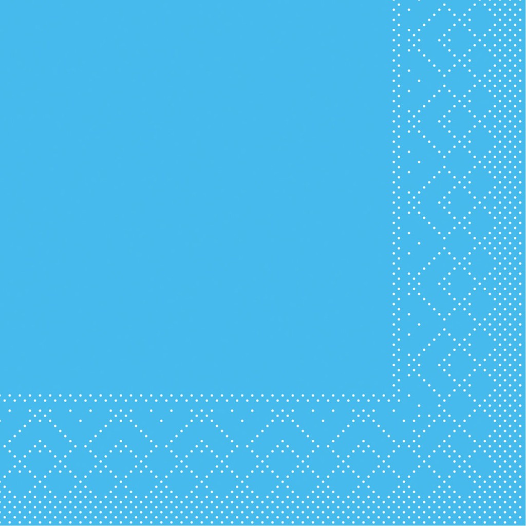 Tissue Serviette Basic aquablau 24 x 24 cm 1/4 Falz 3-lg.