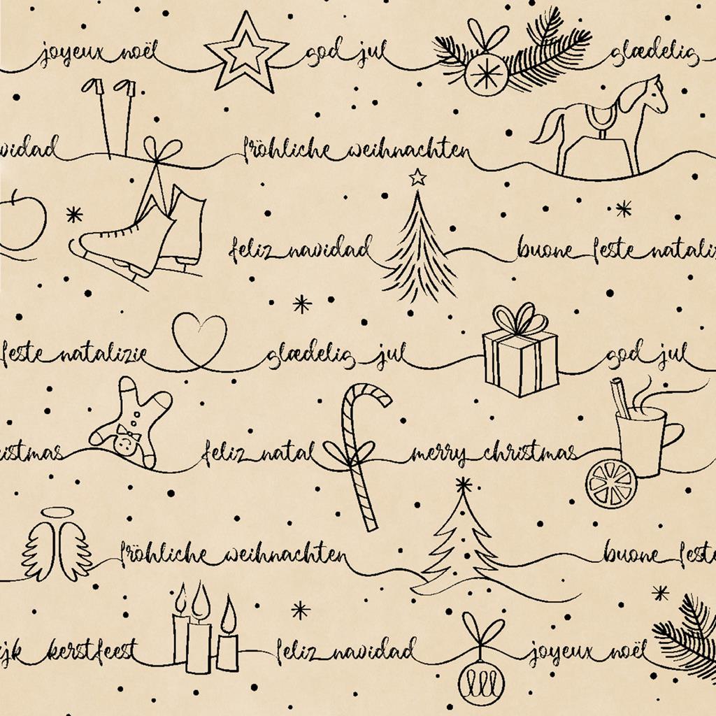 Tissue 3-lg Serviette  Ravin schwarz-nat 24 x 24 cm 1/4 Falz