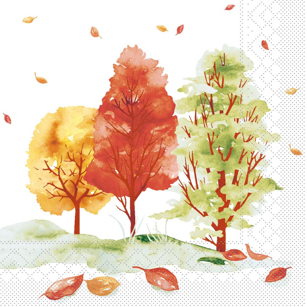 Tissue 3-lg Serviette Herbstwald 33 x 33 cm 1/4 Falz