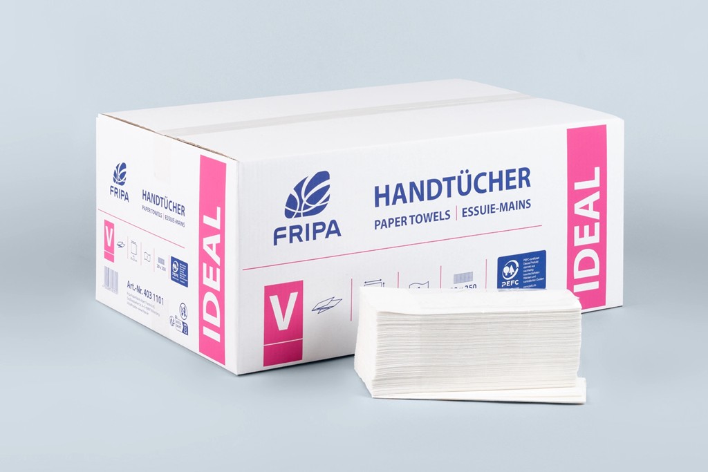 Falthandtuch *Ideal* 1-lg. 25x50cm in hochweiss ; 100% Zellstoff