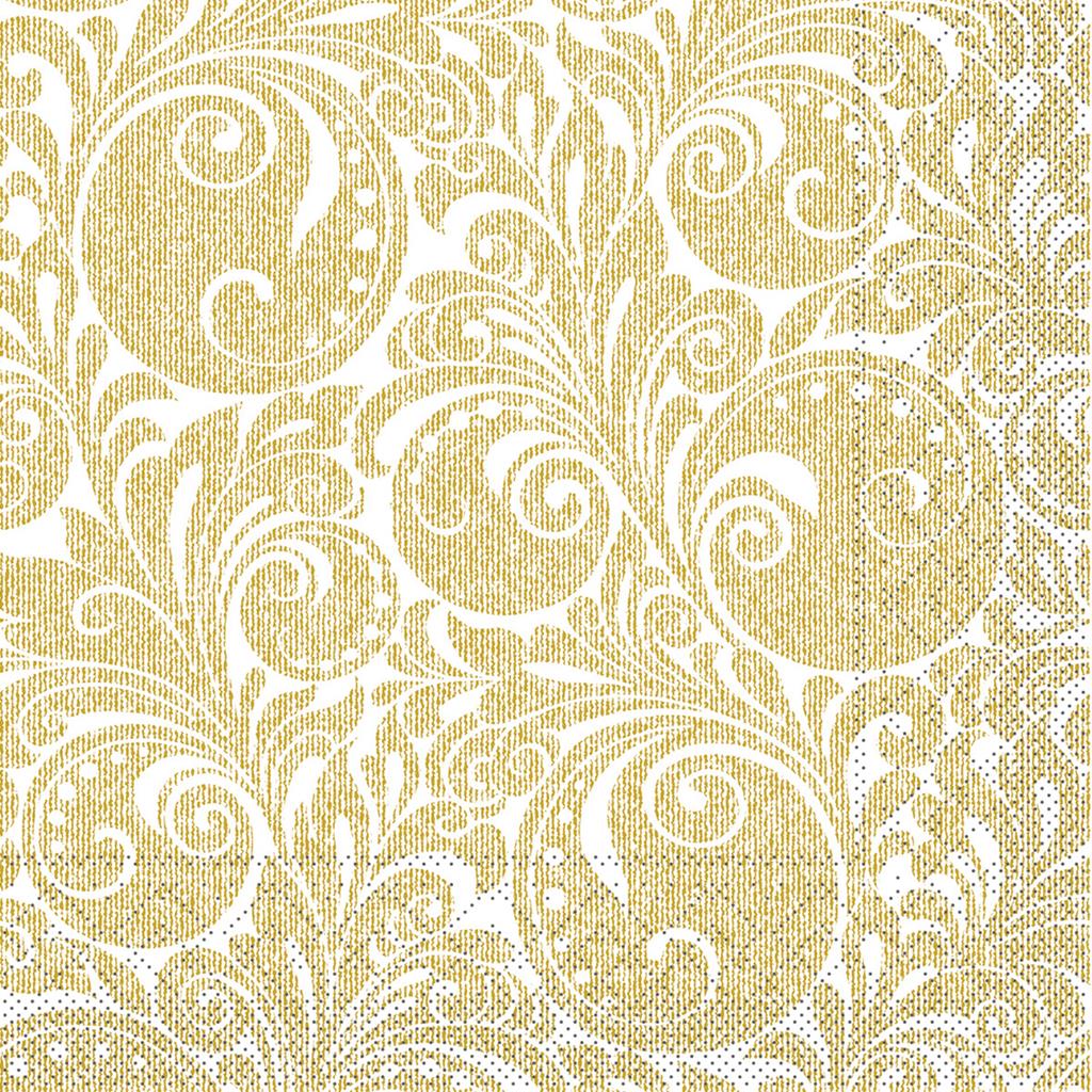 Tissue 3-lg Serviette  Jordan weiss-gold 40 x 40 cm 1/4 Falz