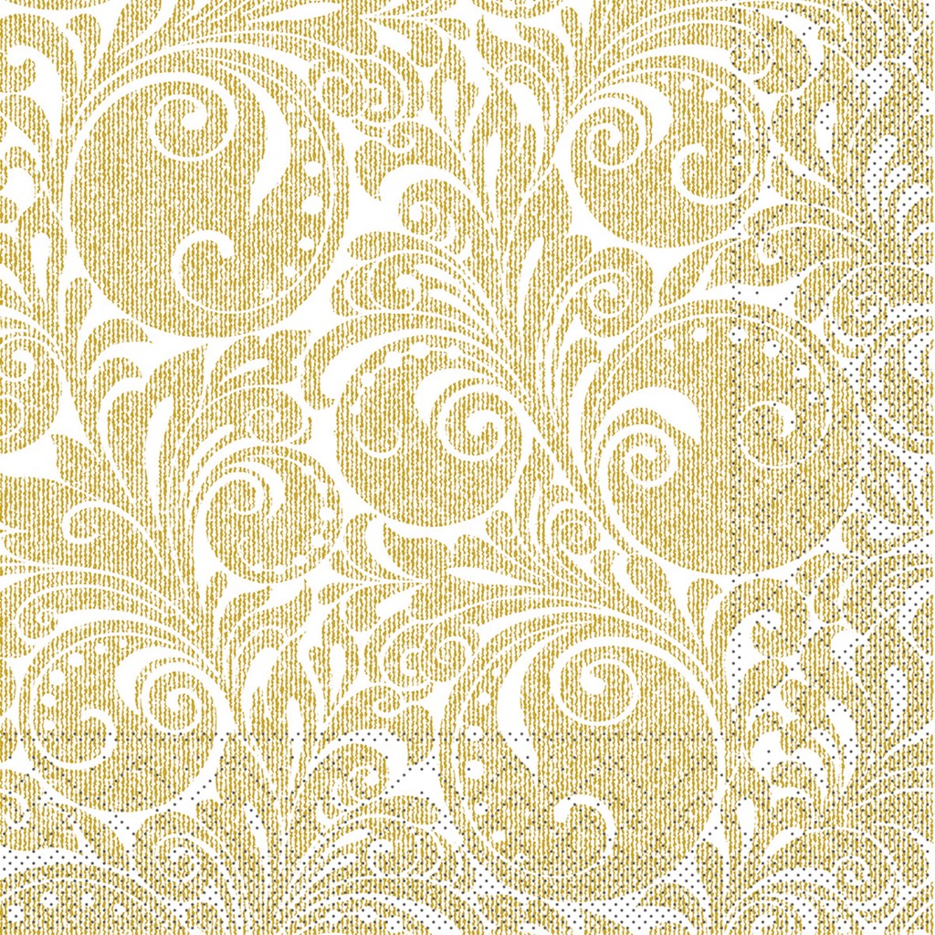 Tissue 3-lg Serviette  Jordan weiss-gold 40 x 40 cm 1/4 Falz