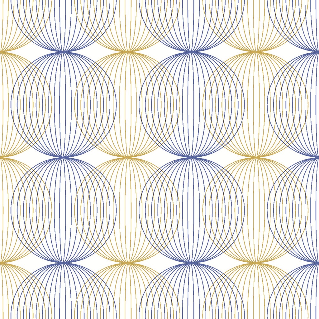 Linclass Serviette Ludo blau-gold 40 x 40 cm 1/4 Falz