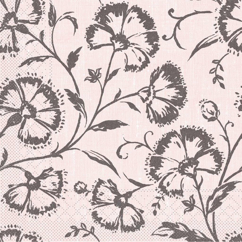 Tissue Serviette Ines rosé-anthrazit 40 x 40 cm 1/4 Falz 3-lg.