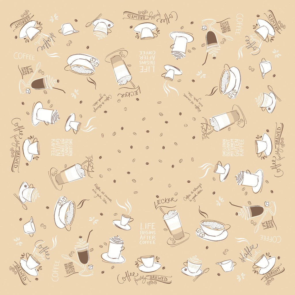 Linclass Tischdecke Tasty Coffee braun 80 x 80 cm 1/8-Falz
