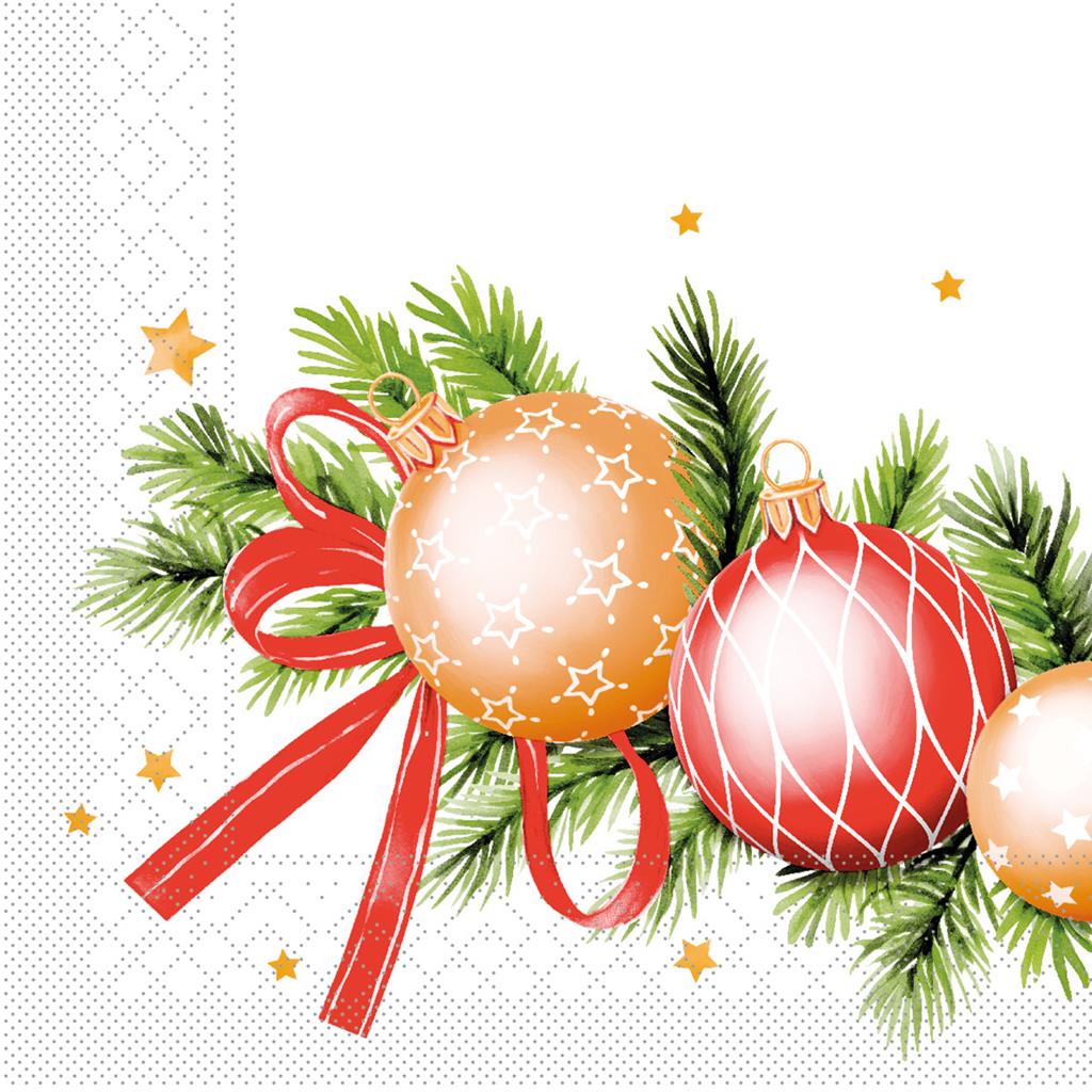 Tissue 3-lg Serviette  Kerstin weiss 33 x 33 cm 1/4 Falz