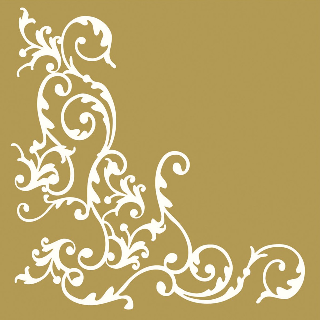 Linclass Serviette Pomp weiss-gold 40 x 40 cm 1/4 Falz