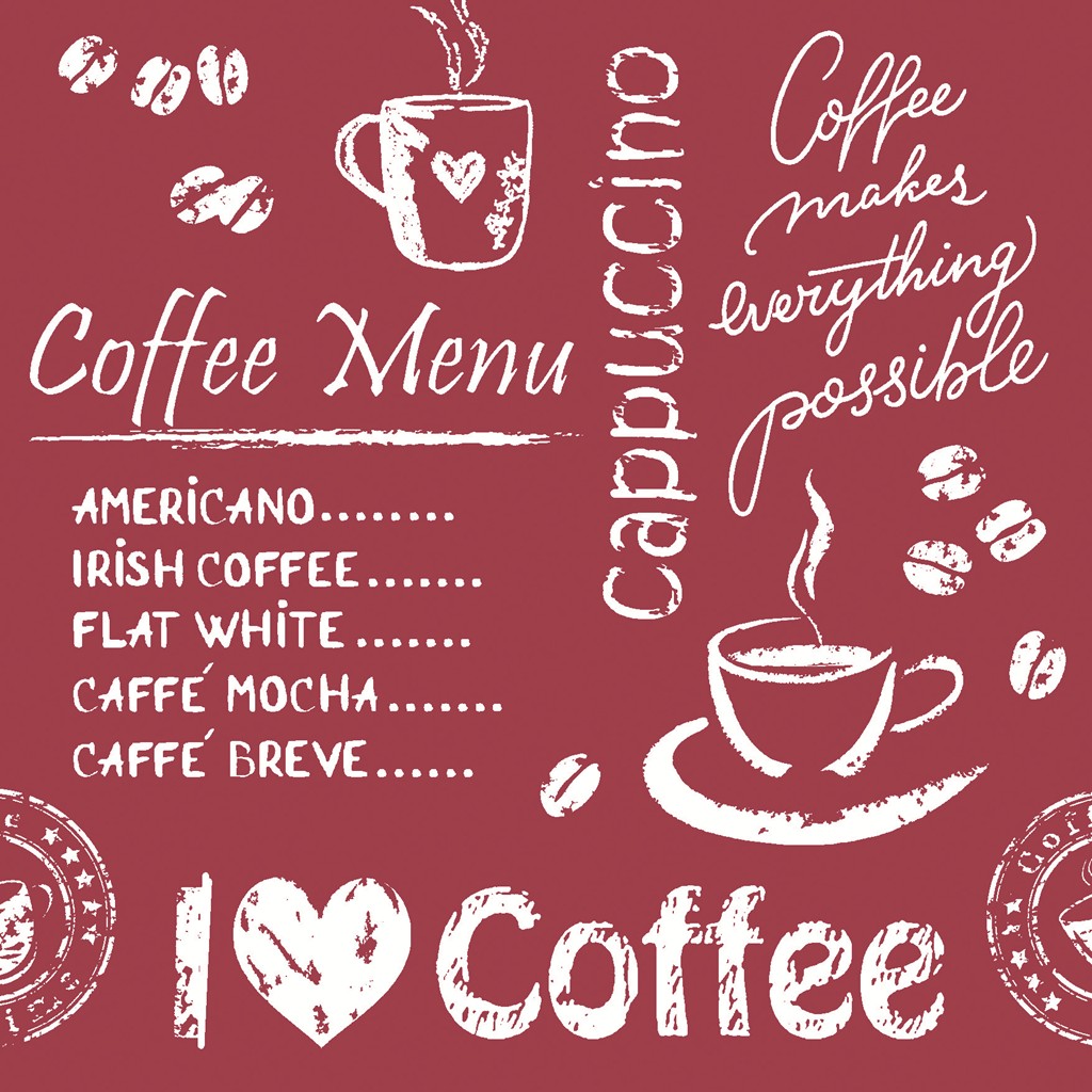 Tissue 9-lg. Deckchen Coffee time bordea 90 x 90 mm