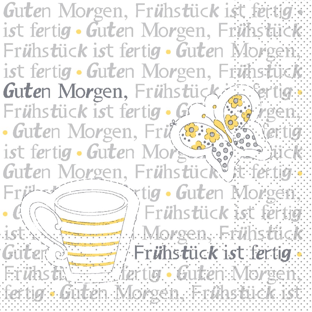 Tissue Serviette Frühstück ist fertig ge 24 x 24 cm 1/4 Falz 3-lg.