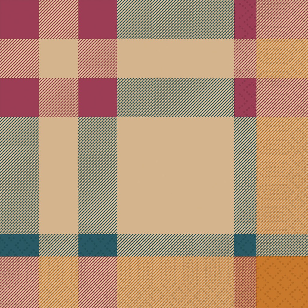 Zelltuchserviette  Glowy Tartan 33 x 33 cm, 3-Lagig, 1/4-Falz