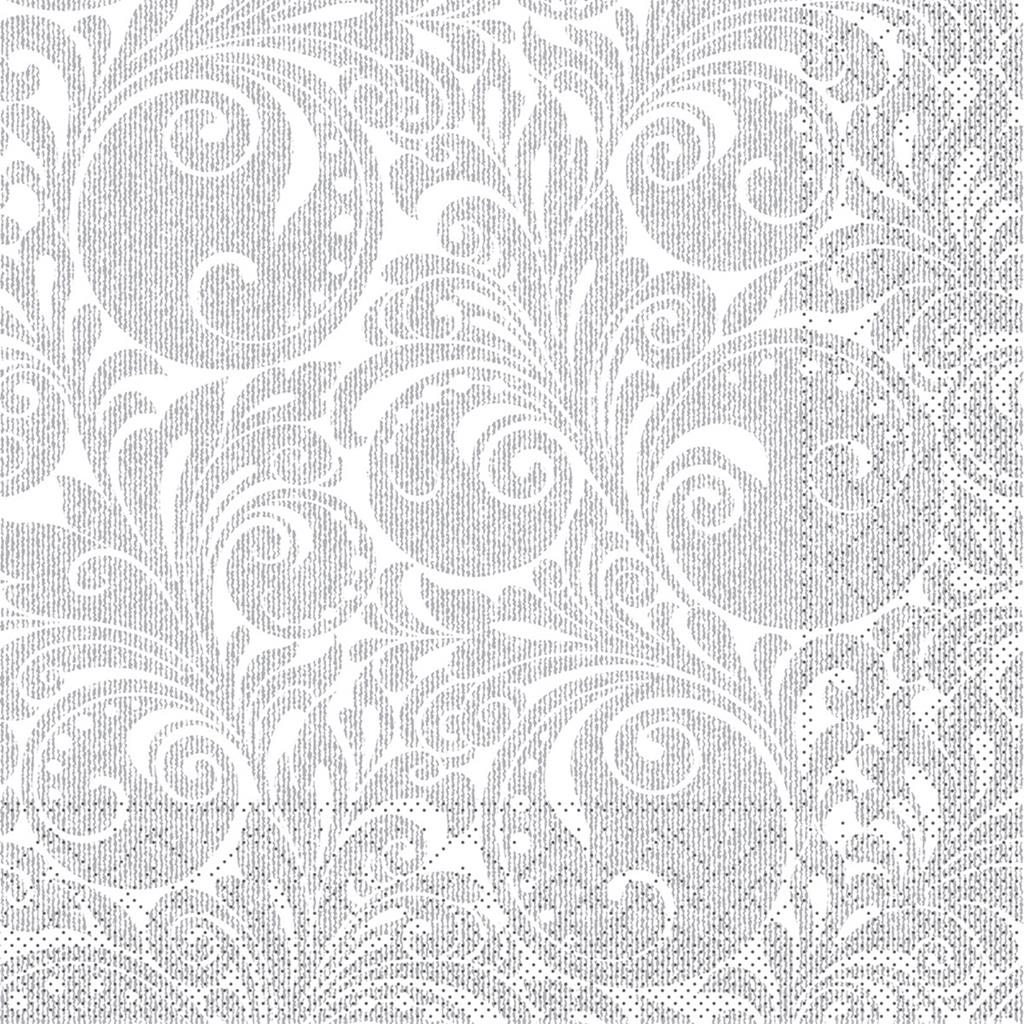 Tissue 3-lg Serviette  Jordan weiss-silb 33 x 33 cm 1/4 Falz