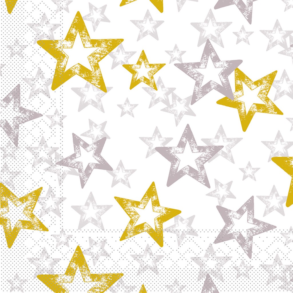 Tissue 3-lagig Serviette Allison silber- 33 x 33 cm 1/4 Falz