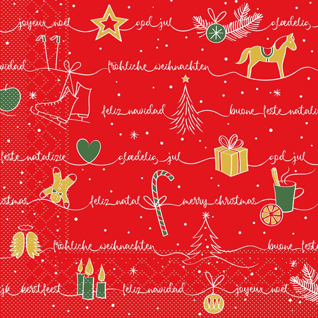 Tissue 3-lg Serviette  Ravin rot-grün-go 40 x 40 cm 1/4 Falz